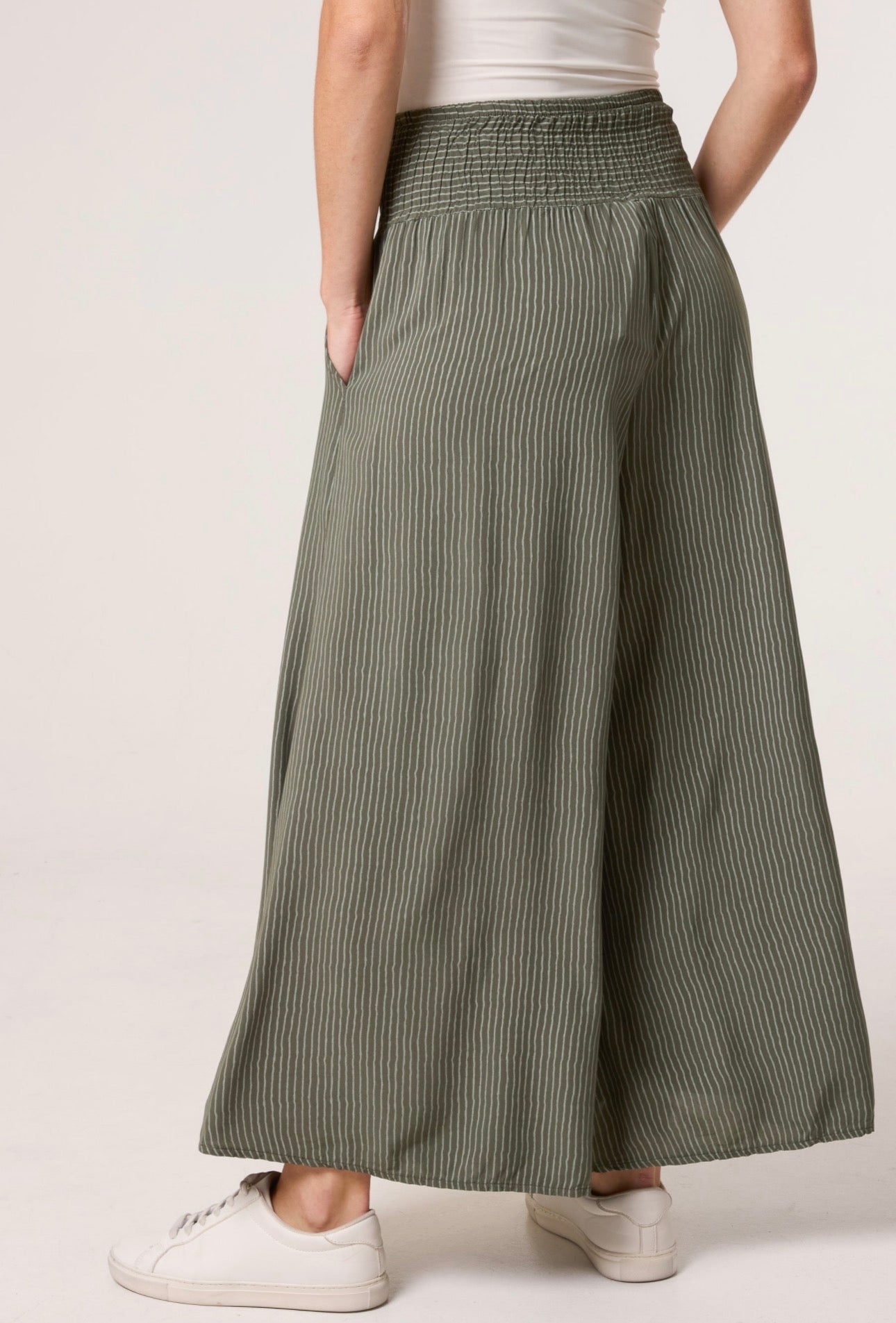 Pinstripe Wide leg trousers Kharki Josefina Online