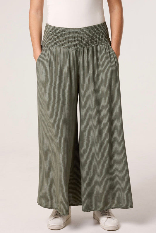Pinstripe Wide leg trousers Kharki Josefina Online
