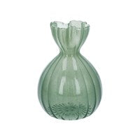 Green Glass Frill Bud Vase