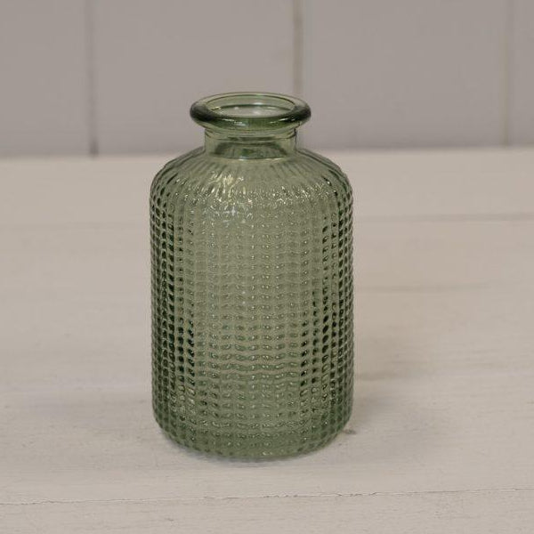 Green Dimpled Glass Vase/Bottle