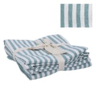 Green Cotton Mix Stripe Napkins x 4 Josefina Online