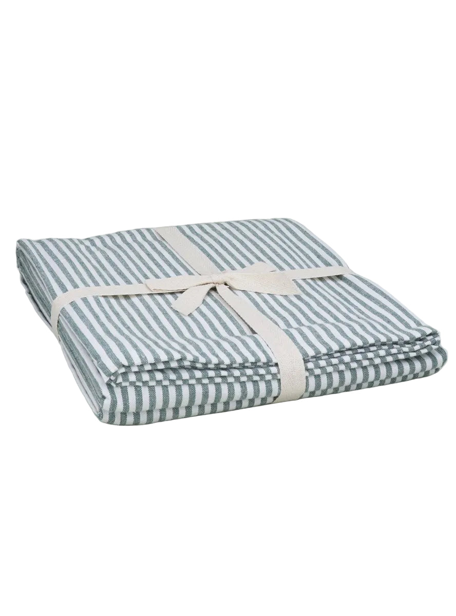 Green Cotton Mix Stripe Tablecloth Josefina Online