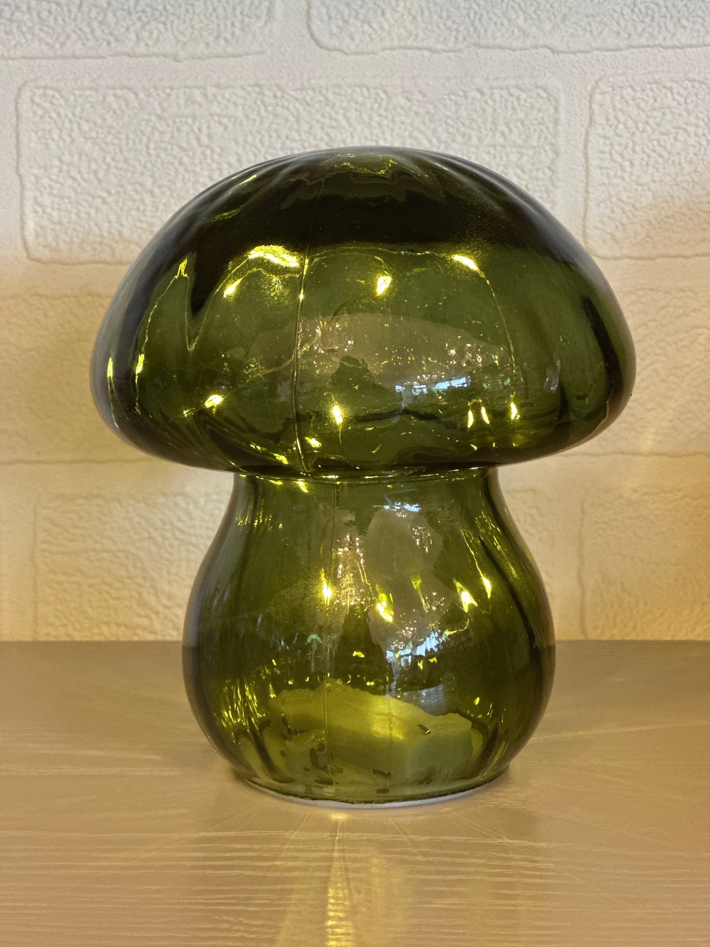 LED Glass Mushroom Ornament - Green