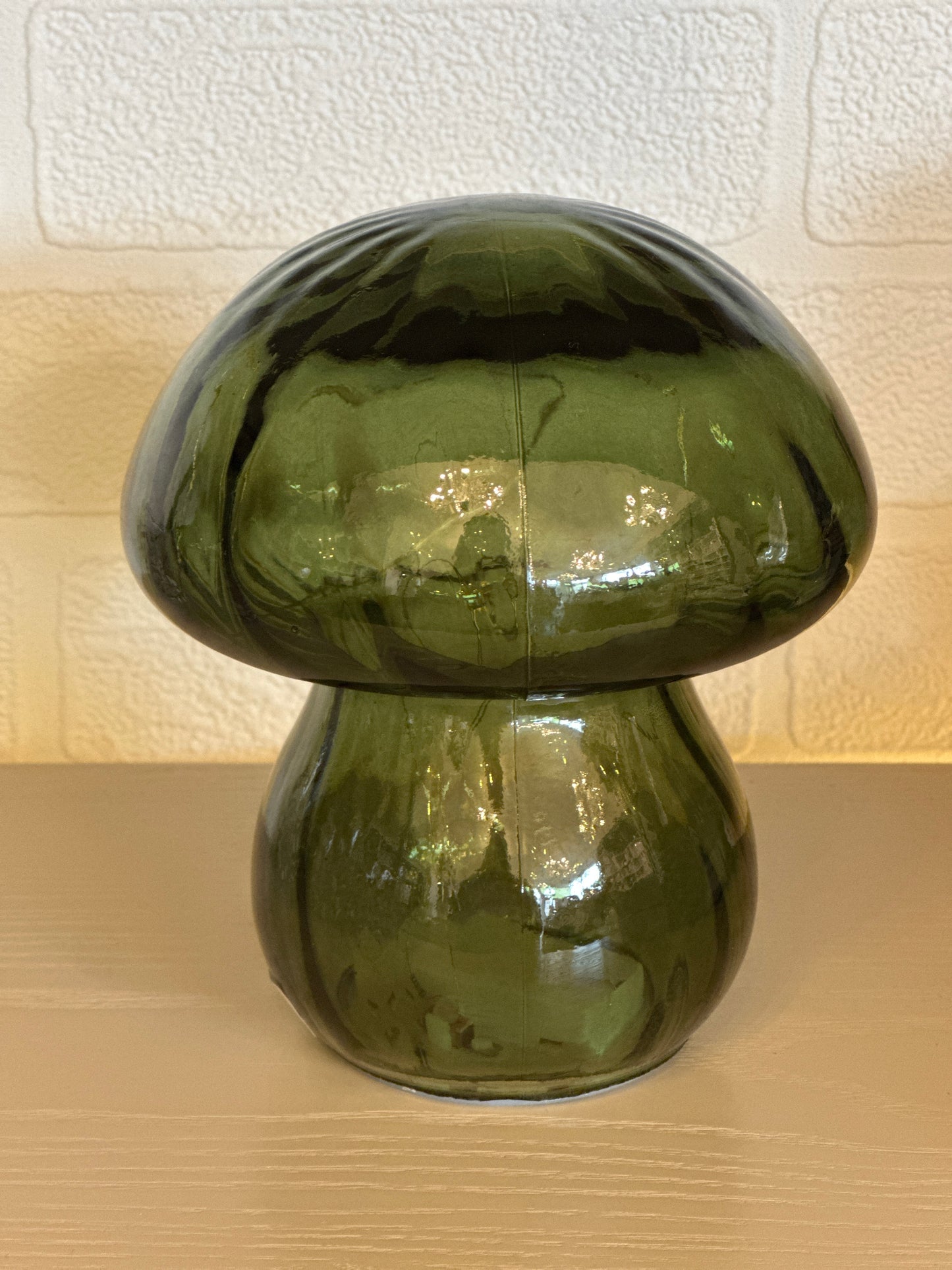 LED Glass Mushroom Ornament - Green