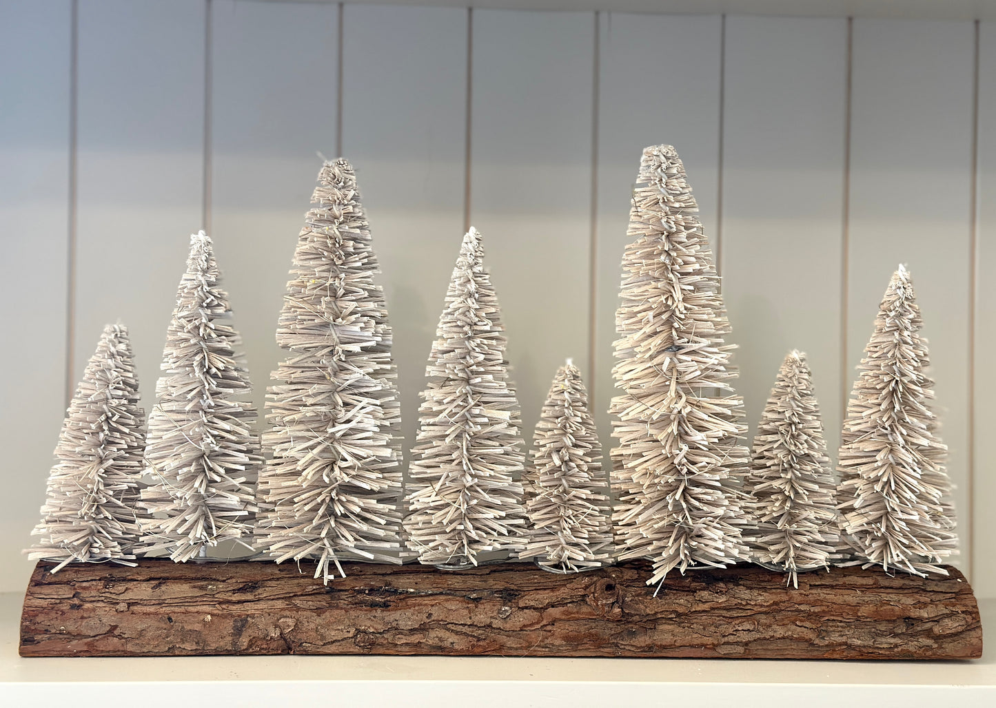 LED Light up Christmas Trees on Log