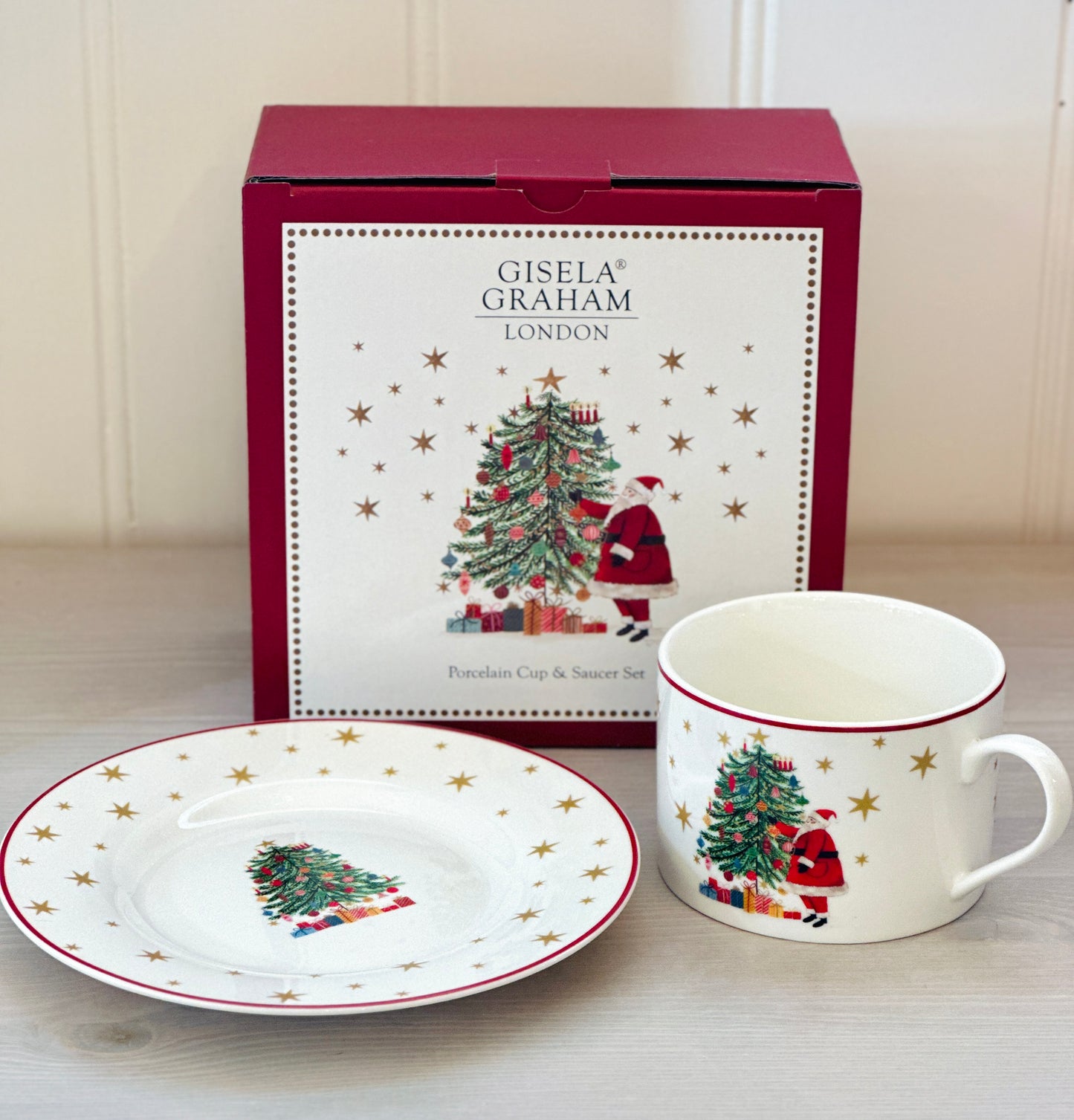 Nostalgia New Bone China Santa/Tree Cup & Saucer christmas