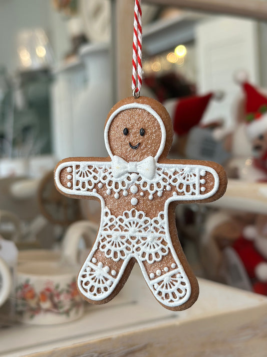 Resin Gingerbread 'Lace' Man Tree Decoration christmas