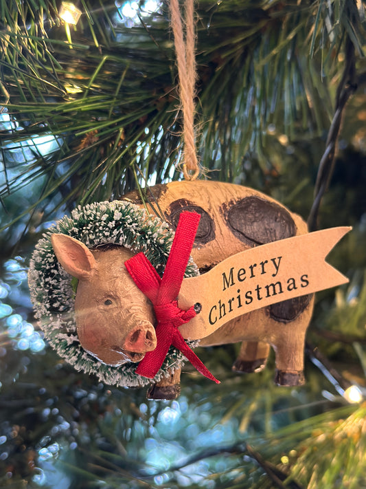 Resin Goat/Duck/Pig with Wreath & Tag Tree Decoration christmas