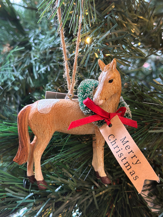 Resin Horse/Sheep/Cow with Wreath & Tag Tree Decoration christmas