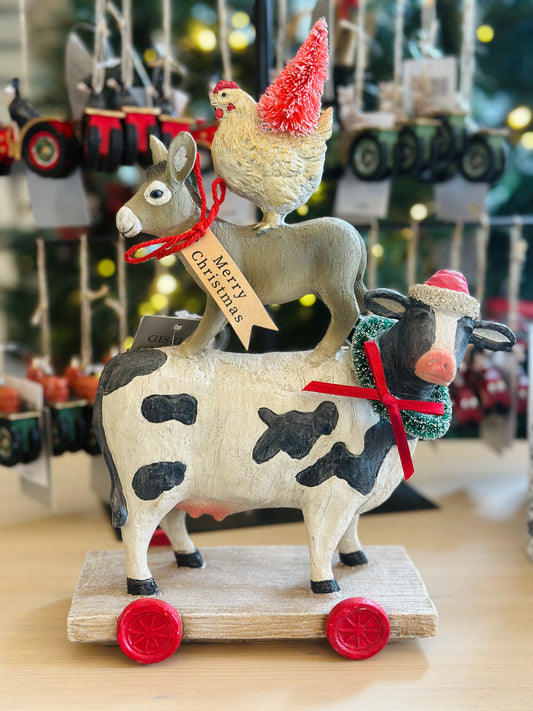 Resin Stacked Farm Animals Ornament christmas