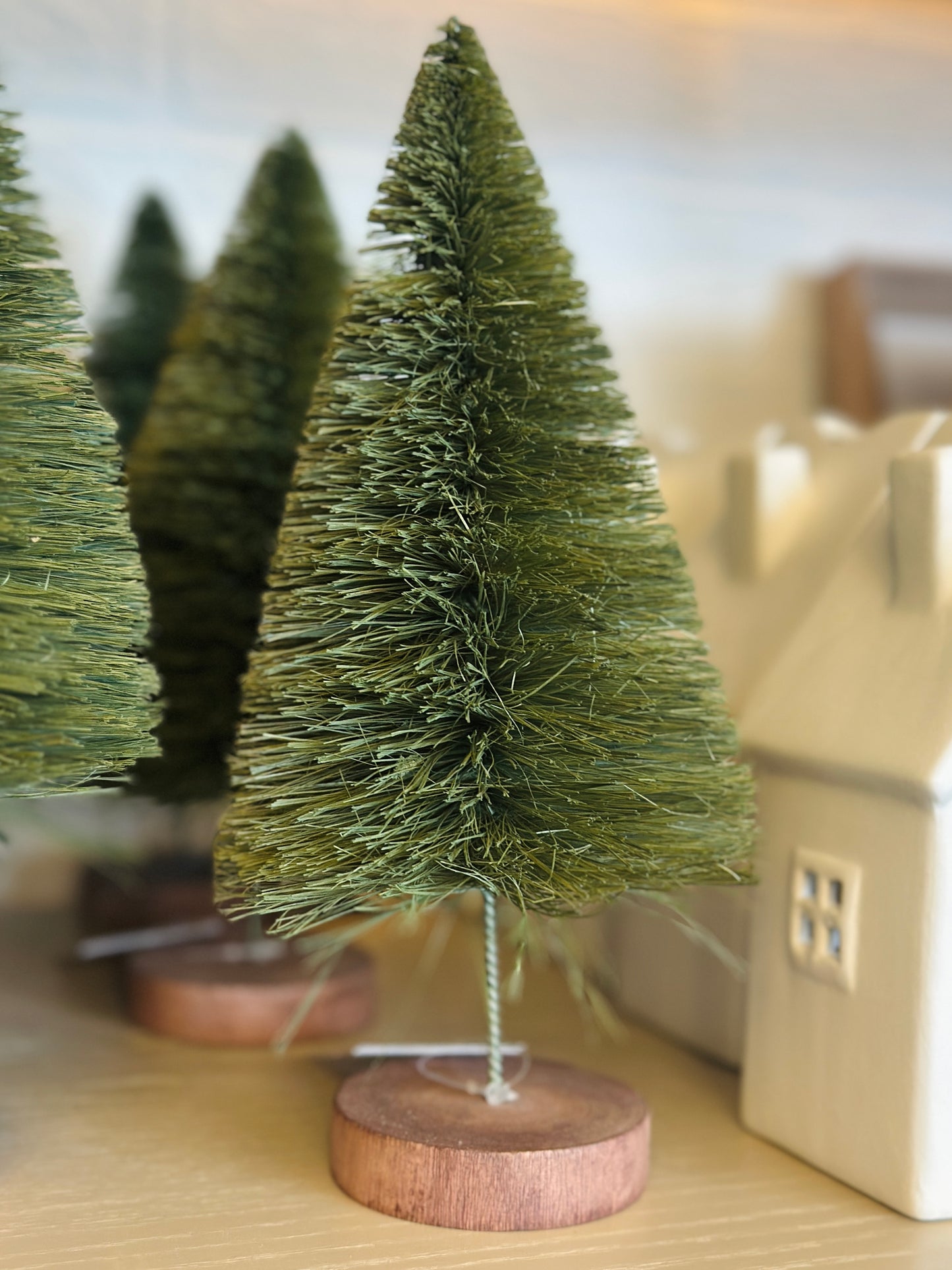 Matt Green Bristle Tree on Log (small) christmas