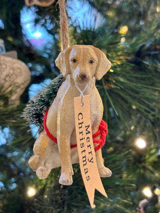 Resin Dog with Wreath/Tree & Tag Tree Decoration christmas