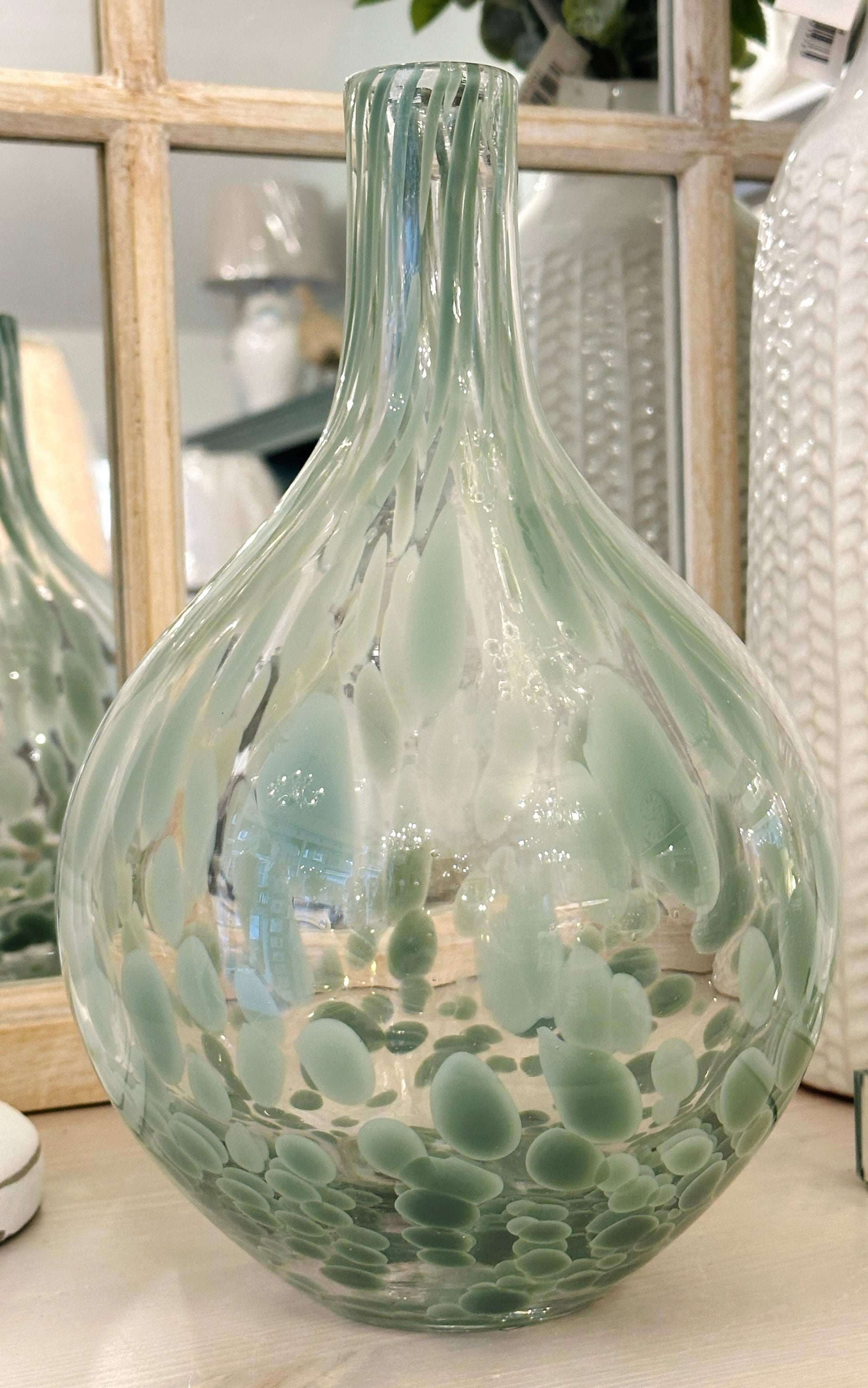 Sage Green Tortoiseshell Glass Bulb Vase Josefina Online