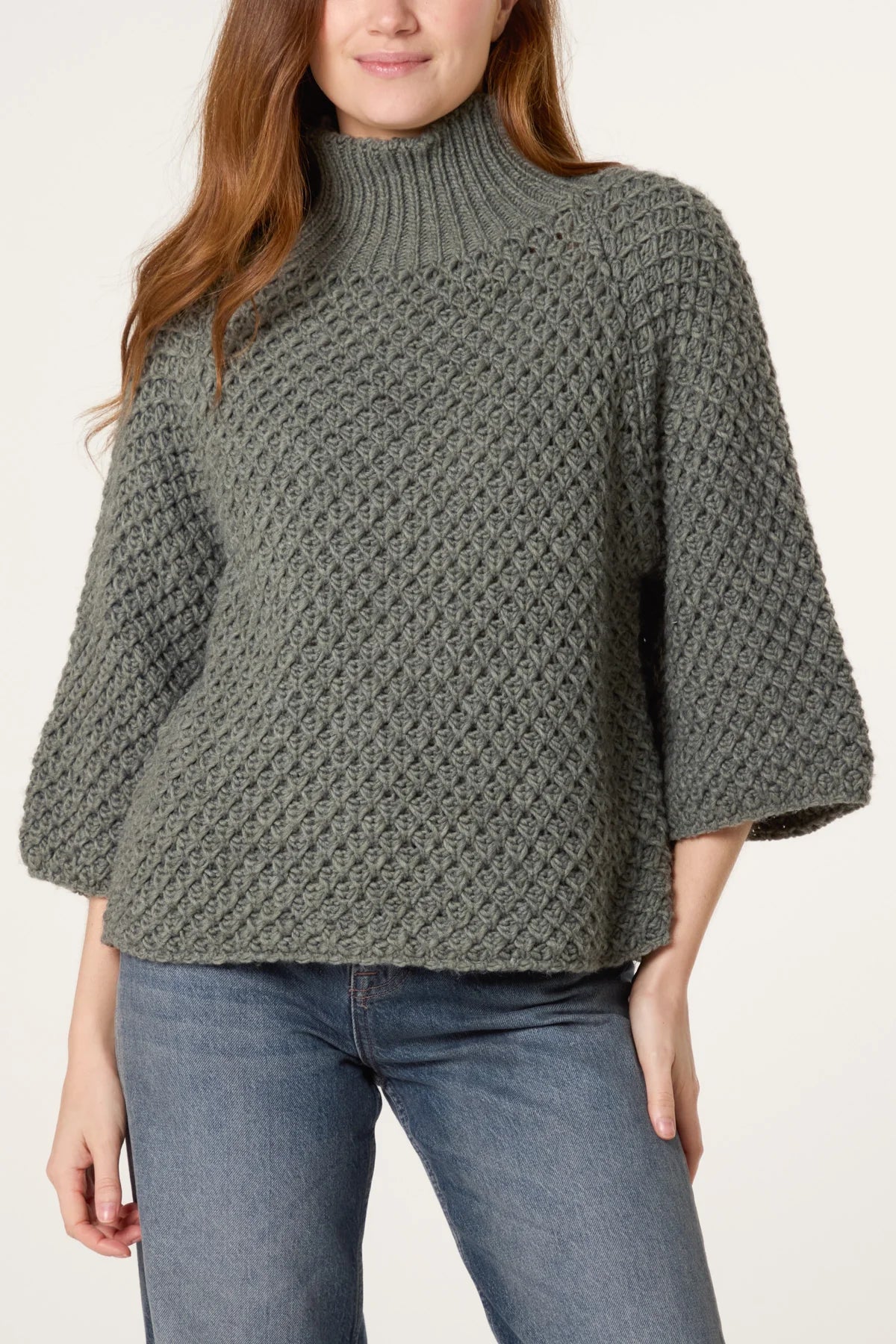 High Neck Crochet Knit Jumper Josefina Online