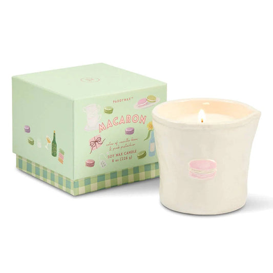 Macaron Ceramic Jug Soy Wax Candle - Amber, Vanilla & Pistachio