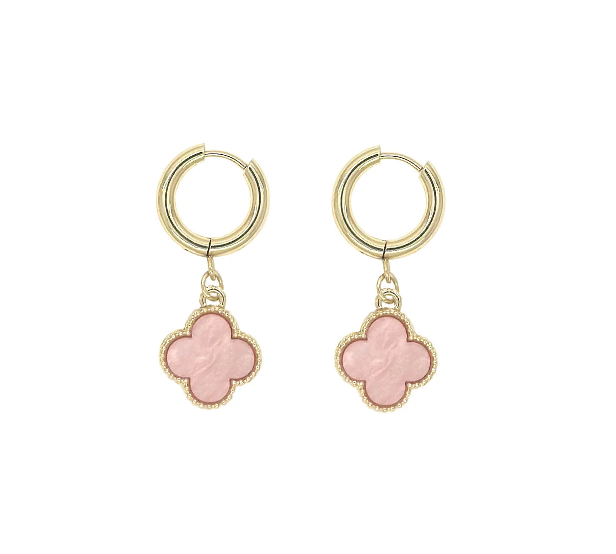 Clover Pink on Gold Earrings Josefina Online