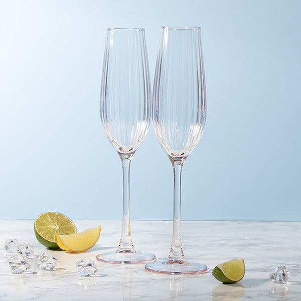 Amalfi Glass Pink Flutes - Pair