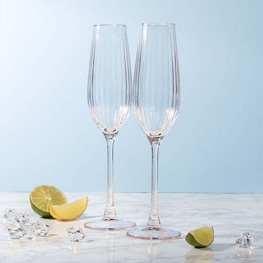 Amalfi Glass Pink Flutes - Pair