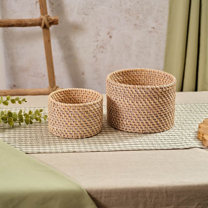 Set Of 2 Round Rattan Basket Josefina Online