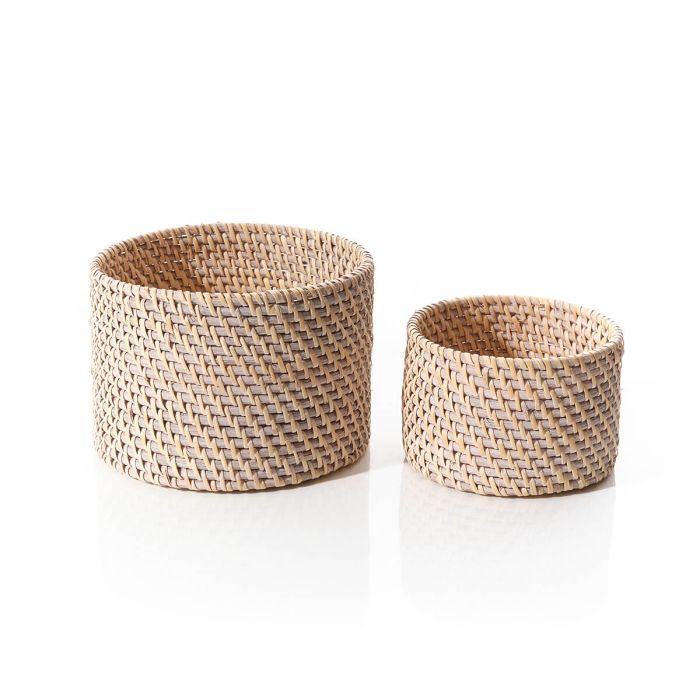 Set Of 2 Round Rattan Basket Josefina Online