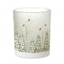 Snowy Robin Frosted Glass Votive - Small