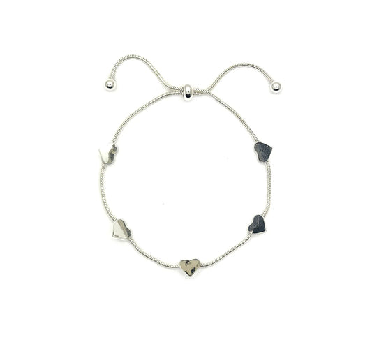 5 hearts slider bracelet -Silver colour