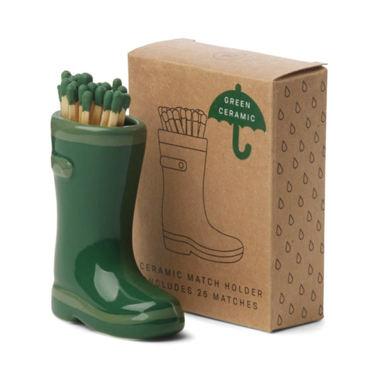 Ceramic Boot Match Holder (25 matches) - Green