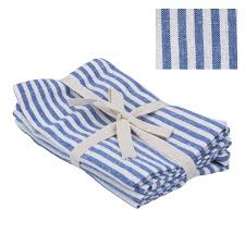 Blue Cotton Mix Stripe Napkin PK/4 Josefina Online
