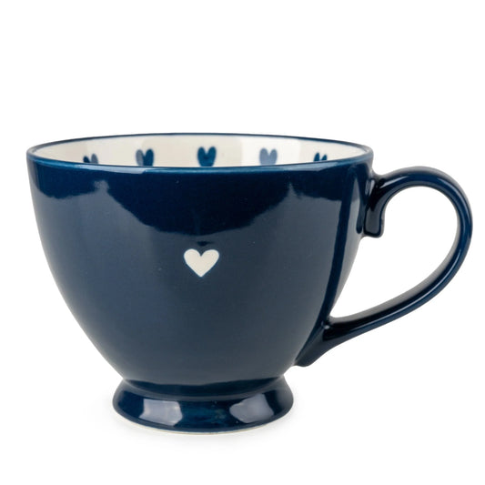 Blue Heart Footed Mug