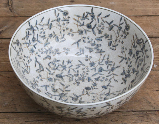Blue and off white Ditsy print bowl