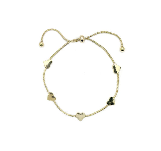 5 hearts slider bracelet - Gold colour