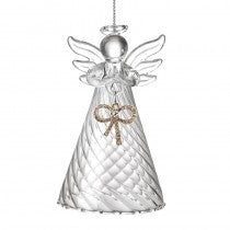 Glass Hanging Standing Angel With Bow