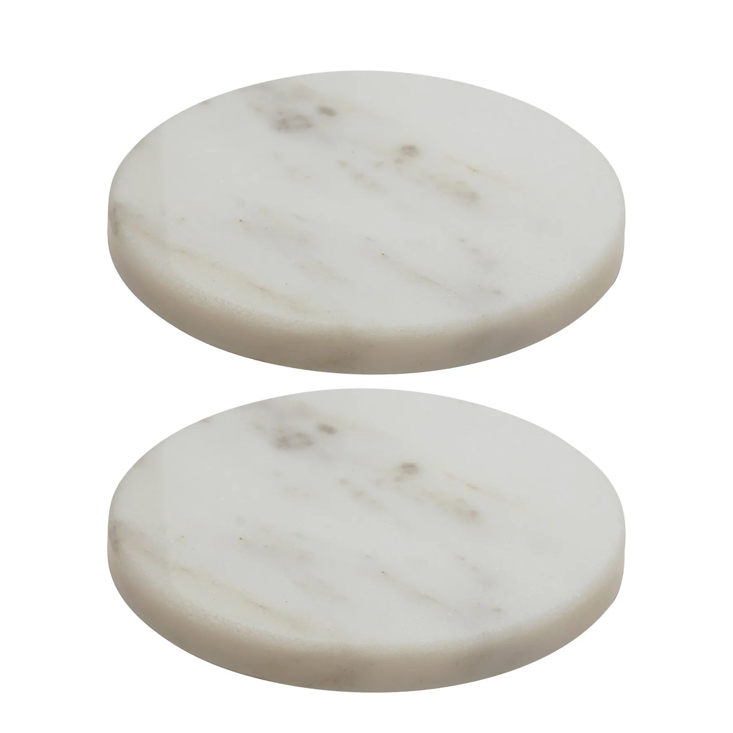 Hestia Set of 2 Round Marble Coasters (White)