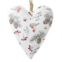 White Heart Hanger With Robins - Small
