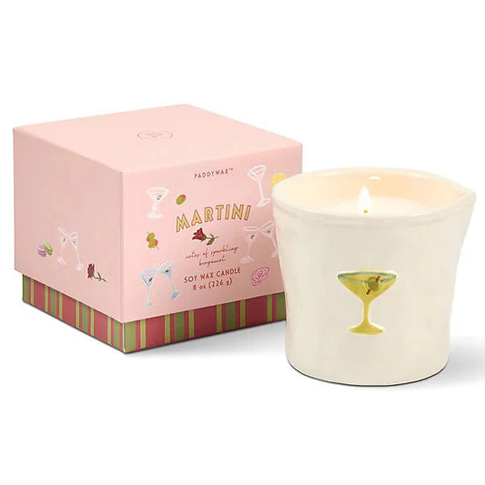 Martini Ceramic Jug Soy Wax Candle - Hints of Lemon, Violet & Bergamot