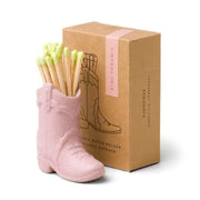 'Nashville' Ceramic Boot Match Holder (25 matches) - Pink