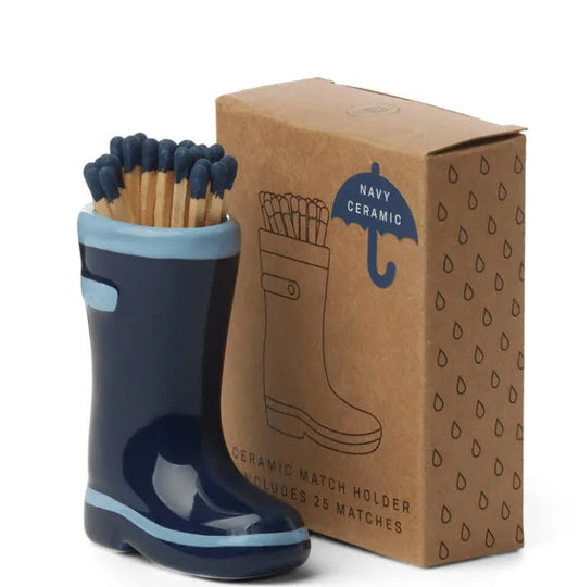 Ceramic Boot Match Holder (25 matches) - Navy Blue