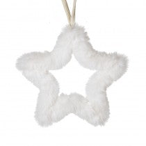 Fluffy Hanging White Star - Small
